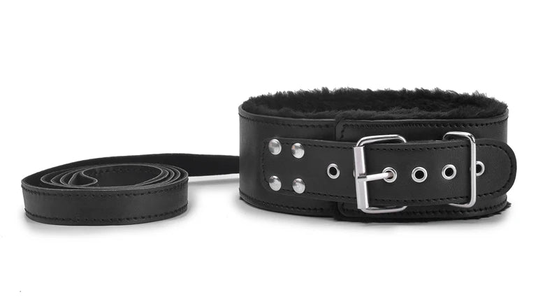 Bdsm Collar Leather And Leash Plush Fetish Bondage Necklace SM Toys Restraints For Adults Women Men Couples Games