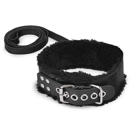Bdsm Collar Leather And Leash Plush Fetish Bondage Necklace SM Toys Restraints For Adults Women Men Couples Games