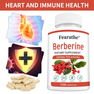 Berberine Supplement 2000 Mg - Natural Vegetarian Supports Immune System, Heart, Cardiovascular Health, Digestion - Non-GMO