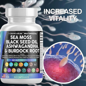 Best Male Enhancing Supplement With Sea Moss - Natural Muscle Builder Enlargement Pills- Gluten Free & Non-GMO - Vegan