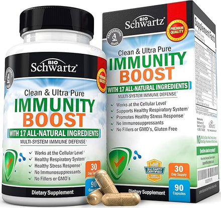 BioSchwartz Immune Support Supplement with Vitamin C 1000mg Zinc Elderberry Extract Ginger Root Beta Carotenes, Immunity Boost for Adults, Natural Immune Defense Antioxidant Vitamins, 90 Capsules in Pakistan