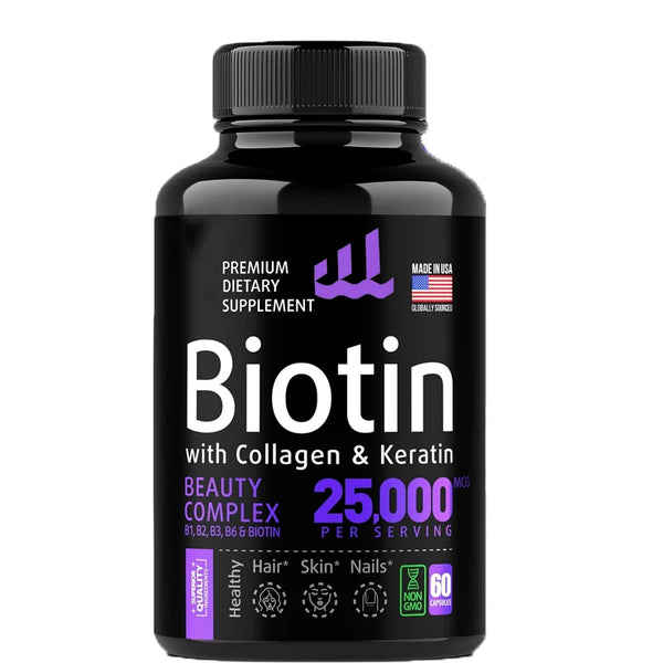 Biotin collagen keratin supplement - hair, skin and nail vitamins, hair growth vitamins, suitable for women and men, 60 capsules in Pakistan