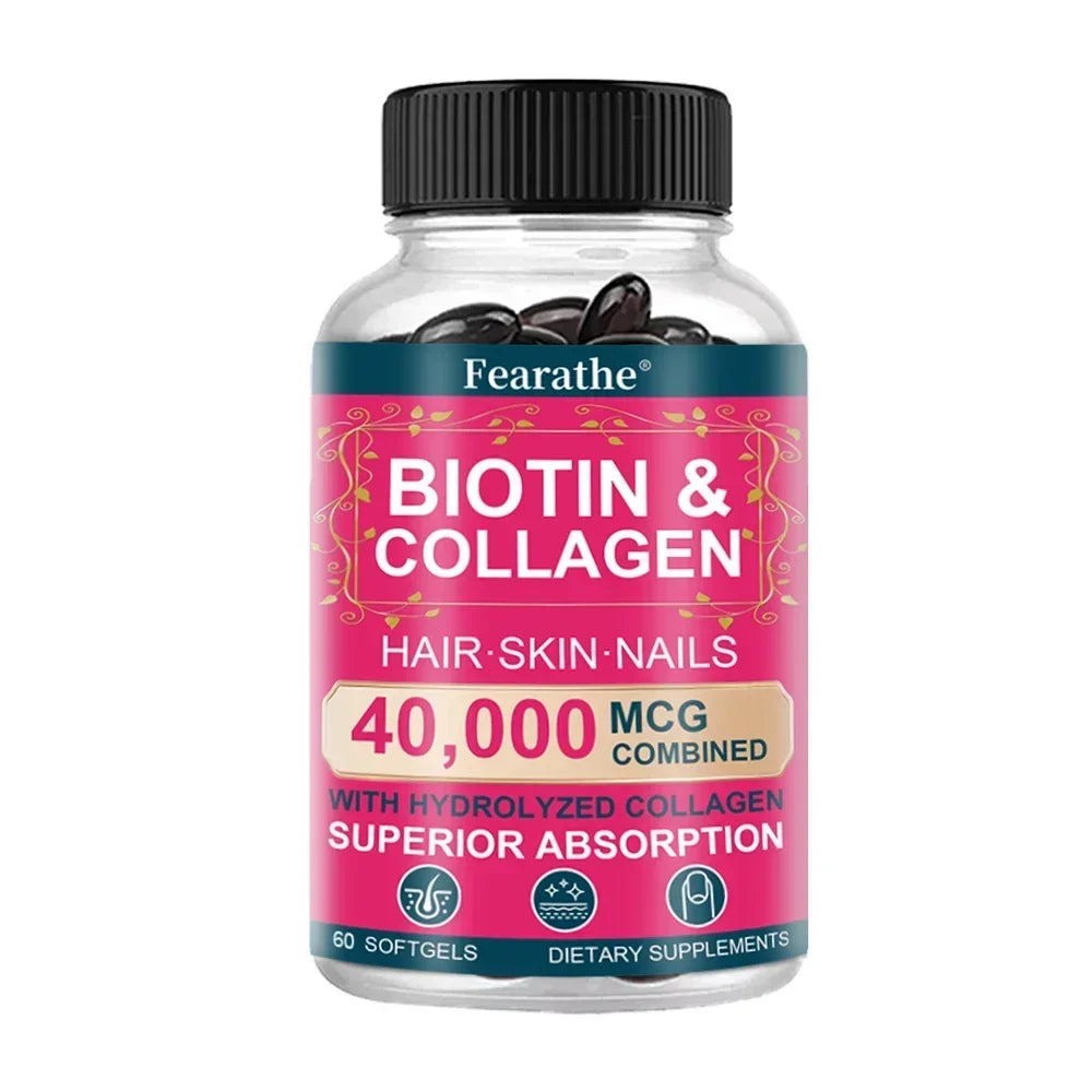 Biotin for Hair Growth - Biotin and Collagen Support Healthy Hair, Strong Nails and Radiant Skin - Hair Growth for Men and Women