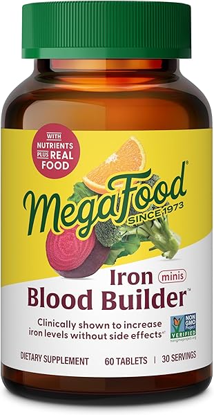 Blood Builder Minis - Iron Supplement Clinically Shown to Increase Iron Levels without Side Effects - Iron with Vitamin C, Vitamin B12 & Folic Acid - Vegan - 60 Tablets (30 servings) in Pakistan