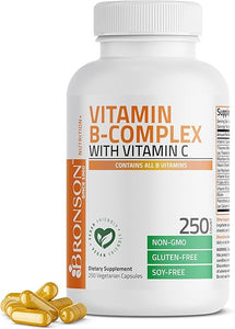 Bronson Vitamin B Complex with Vitamin C - Immune Health, Energy Support & Nervous System Support - Non-GMO, 250 Vegetarian Capsules in Pakistan