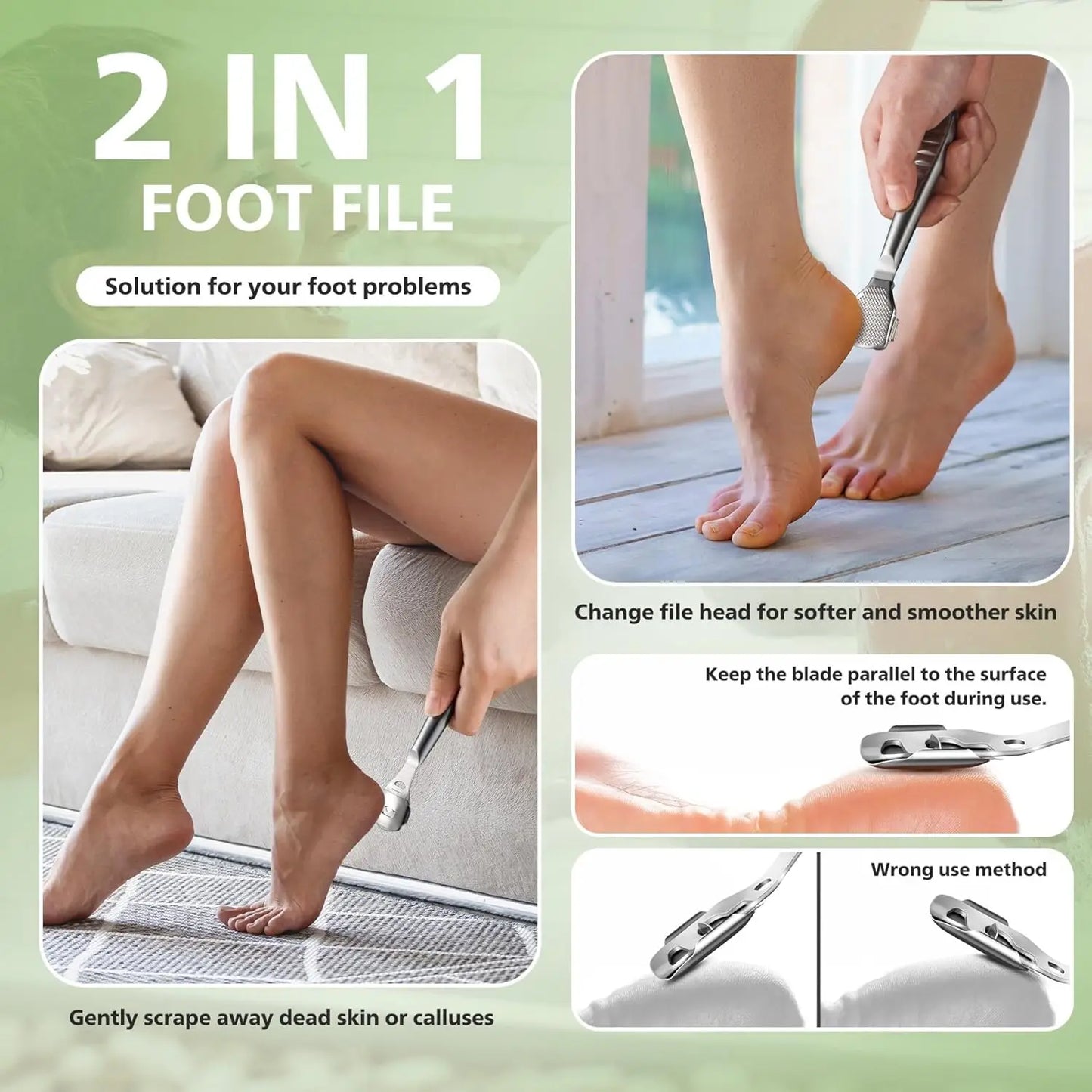 Callus Shaver Remover with 10Replacement Blades Stainless Steel Comfort Grip Foot Corn Scraper Heel Rasp Foot Care Pedicure Tool