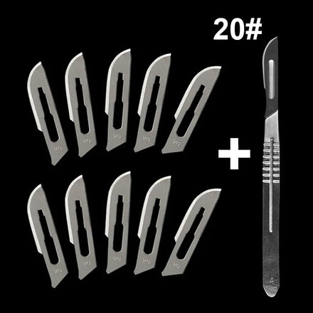 Carbon Steel Carving Metal Scalpel Blades Handle Scalpel DIY Cutting Repair Animal Surgical Knife Tool Kits Box Non Slip