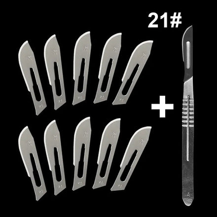 Carbon Steel Carving Metal Scalpel Blades Handle Scalpel DIY Cutting Repair Animal Surgical Knife Tool Kits Box Non Slip