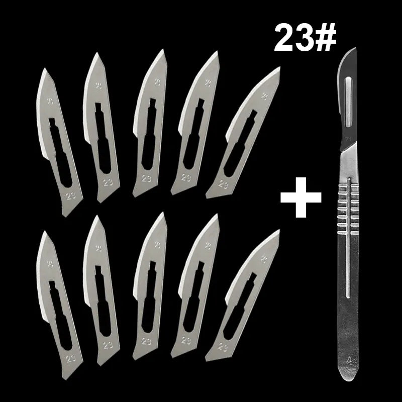 Carbon Steel Carving Metal Scalpel Blades Handle Scalpel DIY Cutting Repair Animal Surgical Knife Tool Kits Box Non Slip