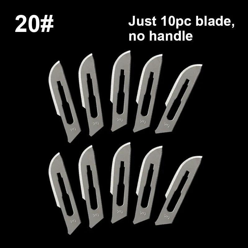 Carbon Steel Carving Metal Scalpel Blades Handle Scalpel DIY Cutting Repair Animal Surgical Knife Tool Kits Box Non Slip