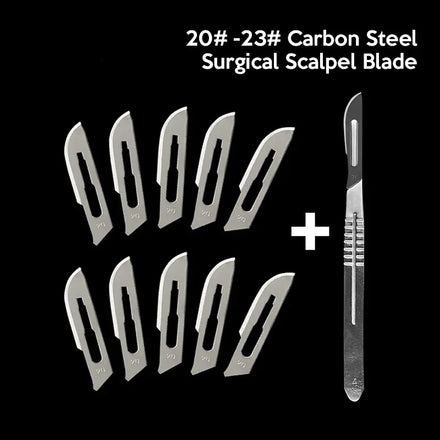 Carbon Steel Carving Metal Scalpel Blades Handle Scalpel DIY Cutting Repair Animal Surgical Knife Tool Kits Box Non Slip
