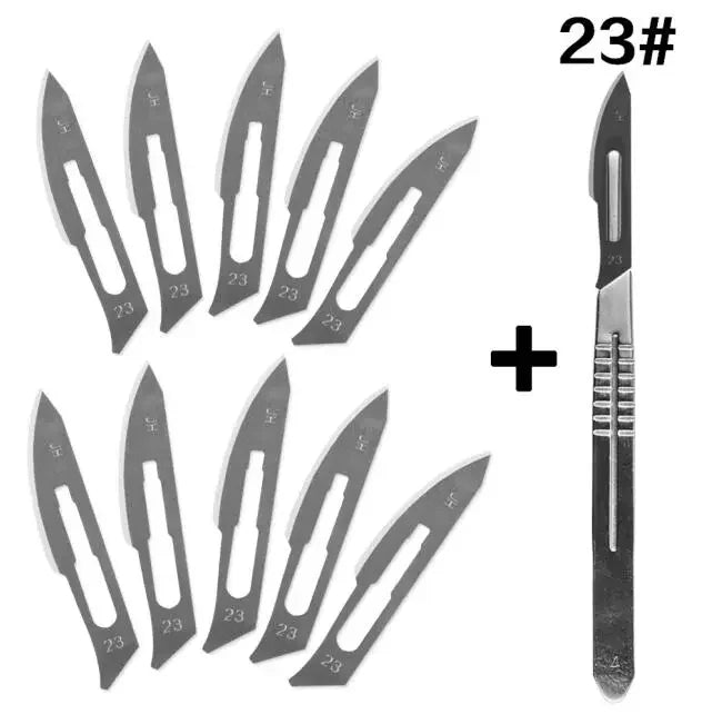 Carbon Steel Carving Metal Scalpel Blades Handle Scalpel DIY Cutting Repair Animal Surgical Knife Tool Kits Box Non Slip