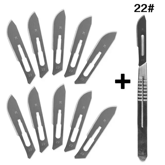 Carbon Steel Carving Metal Scalpel Blades Handle Scalpel DIY Cutting Repair Animal Surgical Knife Tool Kits Box Non Slip