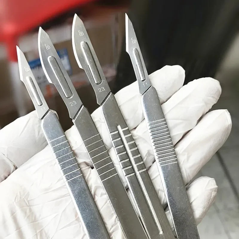 Carbon Steel Carving Metal Scalpel Blades Handle Scalpel DIY Cutting Repair Animal Surgical Knife Tool Kits Box Non Slip