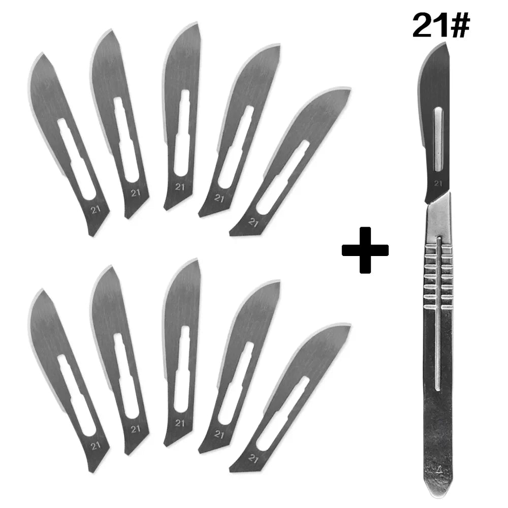 Carbon Steel Carving Metal Scalpel Blades Handle Scalpel DIY Cutting Repair Animal Surgical Knife Tool Kits Box Non Slip
