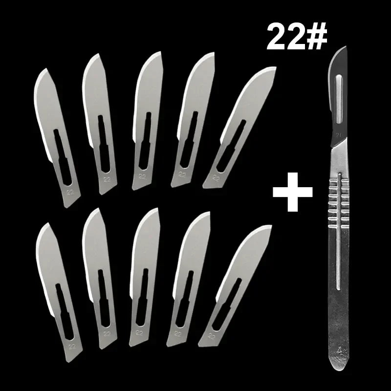 Carbon Steel Carving Metal Scalpel Blades Handle Scalpel DIY Cutting Repair Animal Surgical Knife Tool Kits Box Non Slip