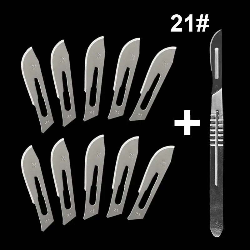 Carbon Steel Carving Metal Scalpel Blades Handle Scalpel DIY Cutting Repair Animal Surgical Knife Tool Kits Box Non Slip