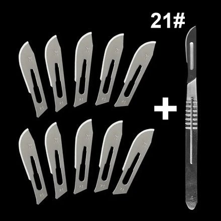 Carbon Steel Carving Metal Scalpel Blades Handle Scalpel DIY Cutting Repair Animal Surgical Knife Tool Kits Box Non Slip