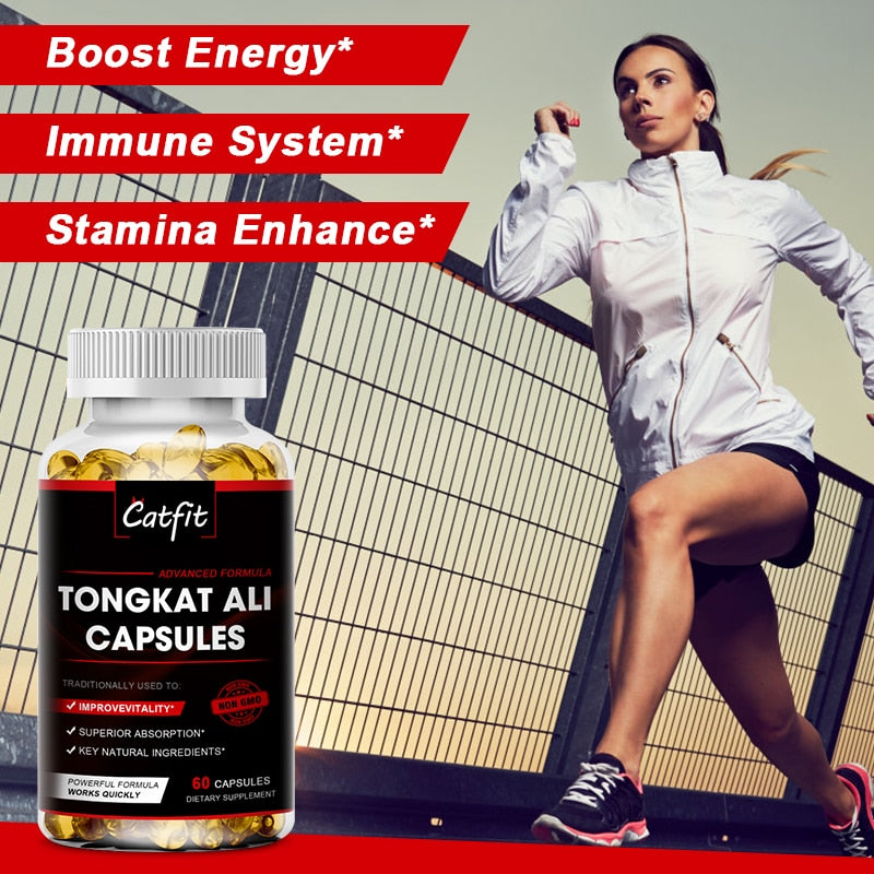 Catfit Powerful Tongkat Ali Capsules Anti-fatigue Contains Dietary Fiber Potency Kidney Health Male Energy Supplement For Men