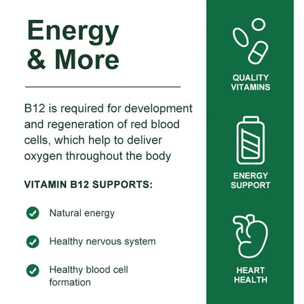 Catfit Vitamin B12 Capsules Supports Energy Metabolism Mood Nervous System Support Daily B12 Nutritial Supplement Health Care