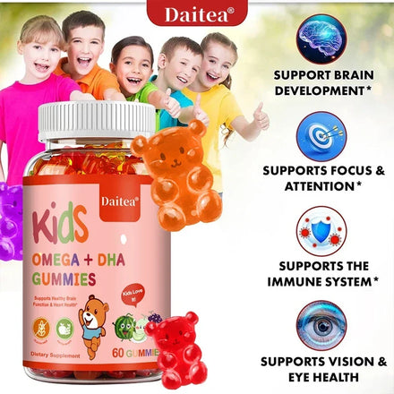Children's Intelligence Supplement Gummies OMEGA + DHA Supports Attention, Memory and Nutrition, Brain Function Supplement