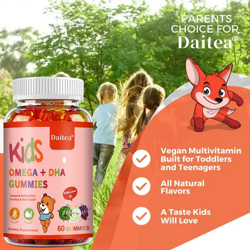 Children's Intelligence Supplement Gummies OMEGA + DHA Supports Attention, Memory and Nutrition, Brain Function Supplement