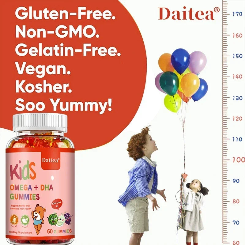 Children's Intelligence Supplement Gummies OMEGA + DHA Supports Attention, Memory and Nutrition, Brain Function Supplement