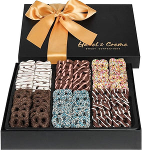 Chocolate Mini Pretzel Gift Basket - Mother's Day Chocolate Gift Box for Him/Her - Chocolate Covered Pretzels - Gourmet Holiday Food Arrangement in Pakistan