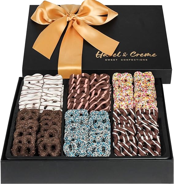Chocolate Mini Pretzel Gift Basket - Mother's Day Chocolate Gift Box for Him/Her - Chocolate Covered Pretzels - Gourmet Holiday Food Arrangement in Pakistan in Pakistan