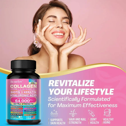 Collagen Capsules Biotin Keratin Skin Care Product Booster Anti Aging Whitening Skin Nail and Hair Care Supplement