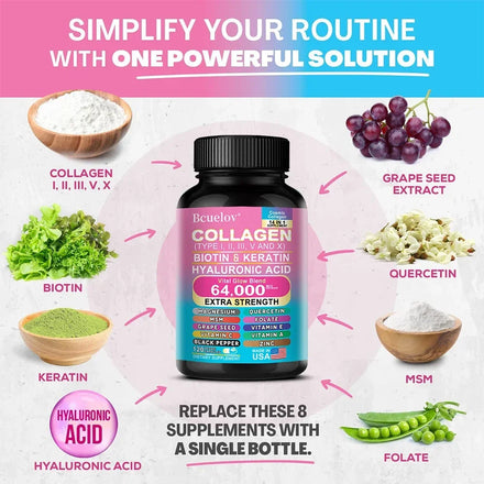 Collagen Capsules Biotin Keratin Skin Care Product Booster Anti Aging Whitening Skin Nail and Hair Care Supplement
