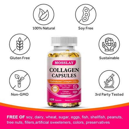 Collagen Capsules with Hyaluronic Acid and Vitamin C Complex, Skin Whitening Supplement