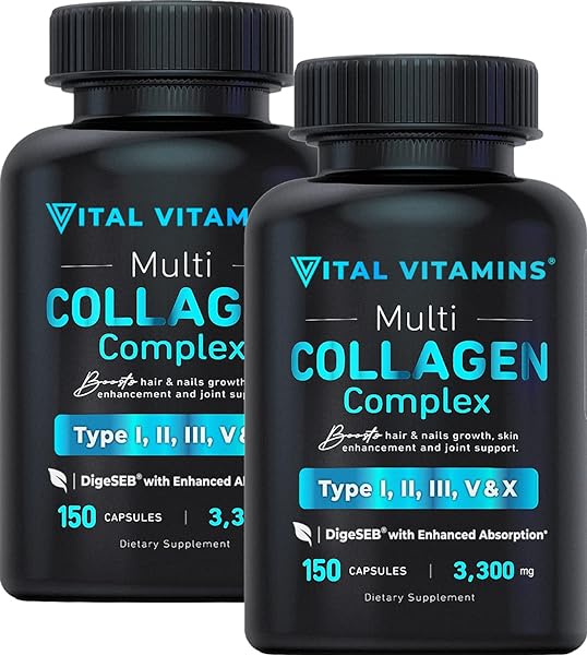 Collagen for Women & Men (2 Pack) - Type I, II, III, V, X Multi Collagen Pills - Grass Fed, Non-GMO - 300 Capsules in Pakistan in Pakistan