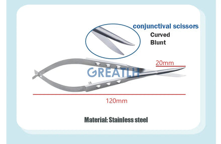 Conjunctival Scissors Blunt Curved Head Eye Micro Scissors Stainless Steel/ Titanium Ophthalmic Surgical Instruments 1pcs