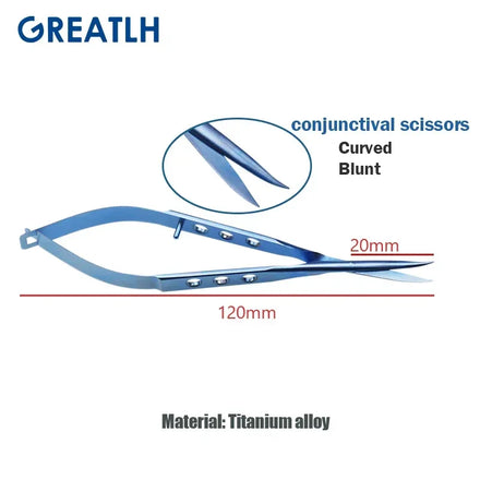 Conjunctival Scissors Blunt Curved Head Eye Micro Scissors Stainless Steel/ Titanium Ophthalmic Surgical Instruments 1pcs