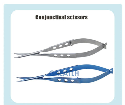 Conjunctival Scissors Blunt Curved Head Eye Micro Scissors Stainless Steel/ Titanium Ophthalmic Surgical Instruments 1pcs