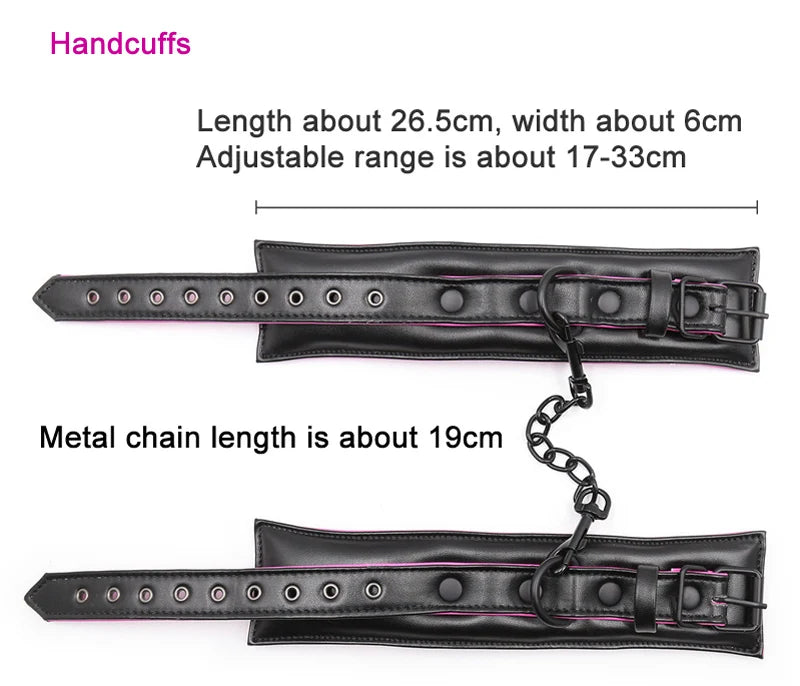 Couple Leather Bdsm Bondage Set 3pcs Restraints Collars Ankle Cuff Handcuffs For Bondage Set For Women Adults
