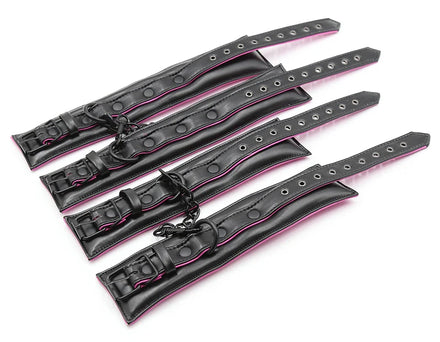 Couple Leather Bdsm Bondage Set 3pcs Restraints Collars Ankle Cuff Handcuffs For Bondage Set For Women Adults
