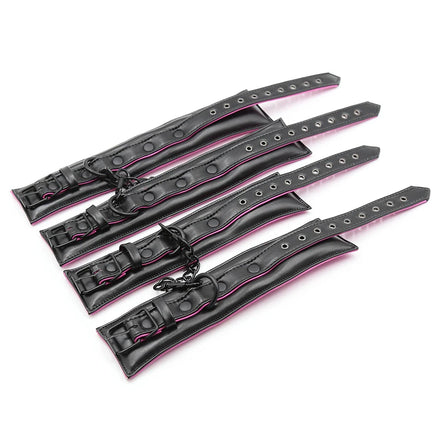 Couple Leather Bdsm Bondage Set 3pcs Restraints Collars Ankle Cuff Handcuffs For Bondage Set For Women Adults