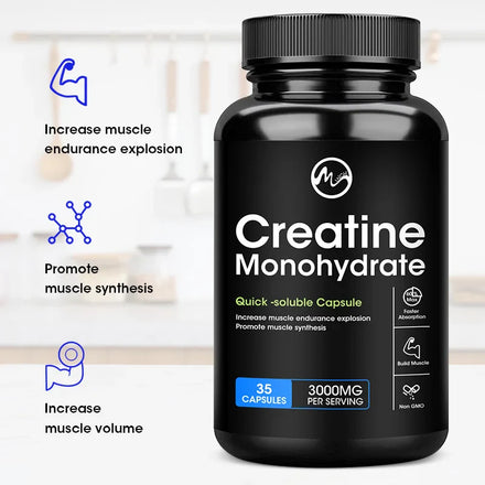 Creatine Monohydrate Capsules, Energy Performance Whey Proteins for Muscle Mass Workout Recovery  Men's Energy Supplement