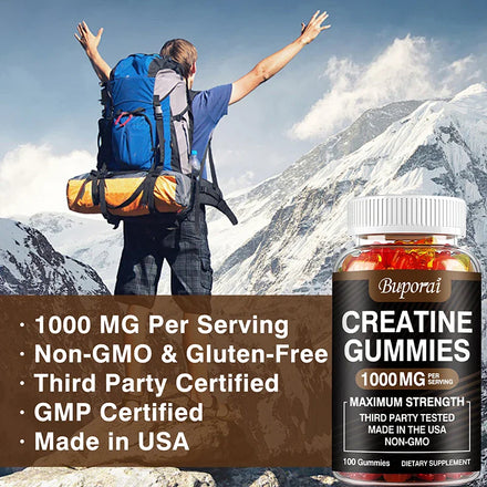 Creatine Monohydrate Gummies - Pre/post Workout, Fitness, Strength, Muscle Building Provide Energy Supplements
