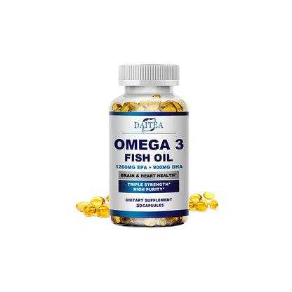 Daitea Omega 3 Fish Oil Capsules Supplement Rich In DHA EPA For Anti-aging Skin Eyes Heart Brain Health Support Immune System