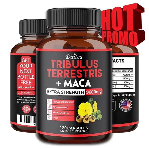 Daitea Tribulus + Maca Extract Capsules - Extra Strength 9600 Mg - Energy, Endurance & Natural Energy Non-GMO in Pakistan