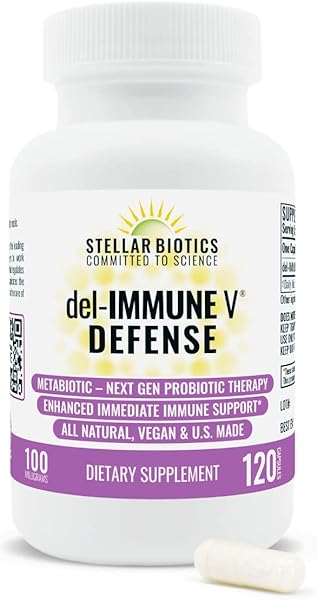 Del-Immune V® Defense by Stellar Biotics, All-Natural Immune Support & Gut Health (+) Immediate Care, Metabiotic: NextGen Probiotic Therapy (120 Caps) in Pakistan