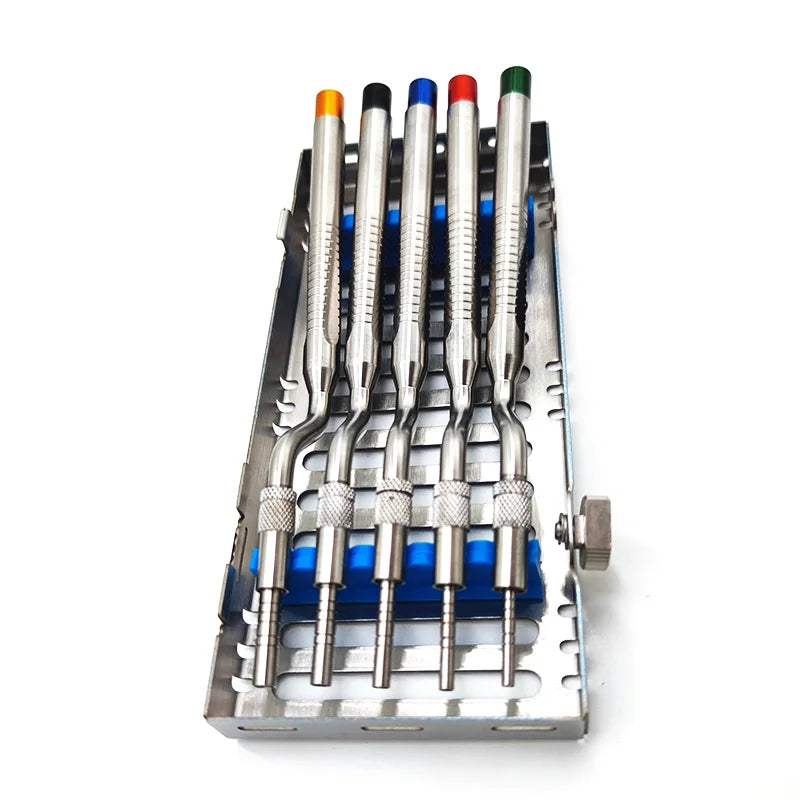 Dental 5 Pcs Implant Osteotome Instrument Mandibular Sinus Elevator Tool Concave Tips Sinus Lifting Device Implant Bone Extruder