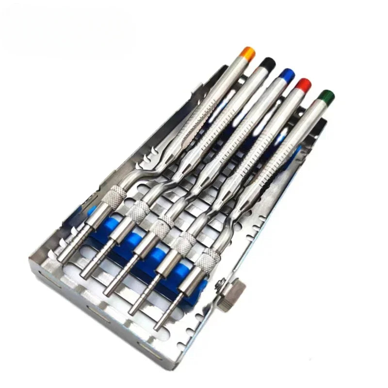 Dental 5Pc bend Implant Osteotome Instrument Mandibular Sinus Elevator Tool Concave Tips Sinus Lifting Device  Bone Extruder