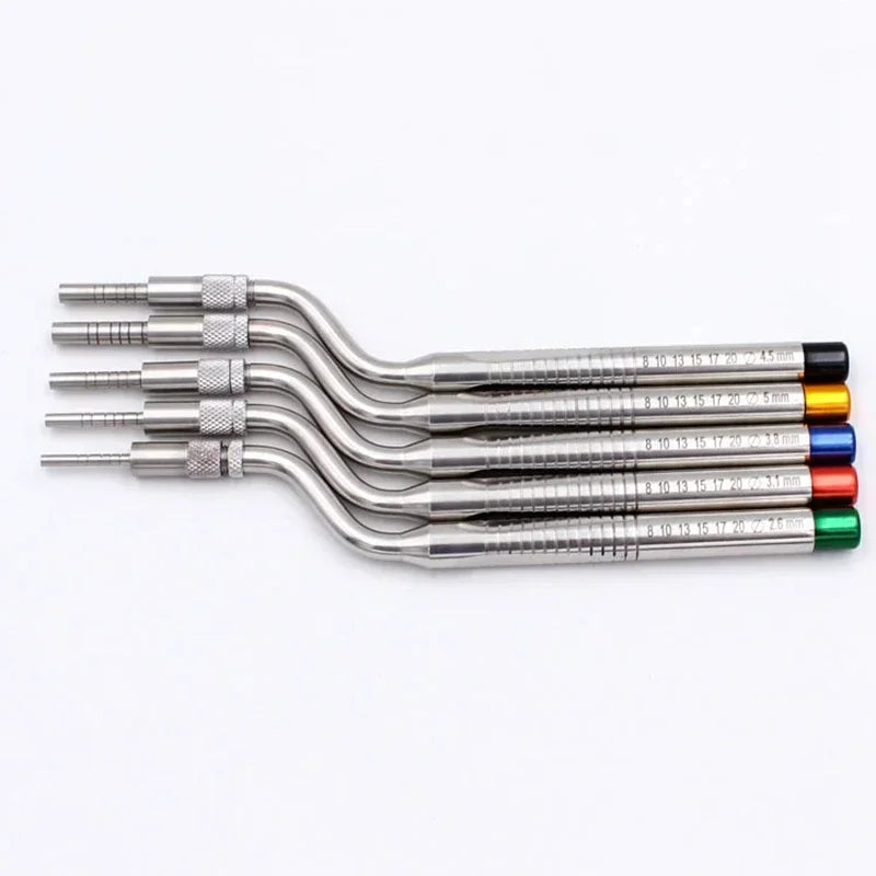 Dental 5Pc bend Implant Osteotome Instrument Mandibular Sinus Elevator Tool Concave Tips Sinus Lifting Device  Bone Extruder
