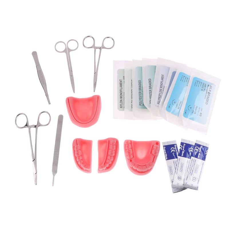 Dental Surgical Suture Training Kit Suture Dentistry Practice Model Training Pad Scissors Tool Teaching Operate Kit
