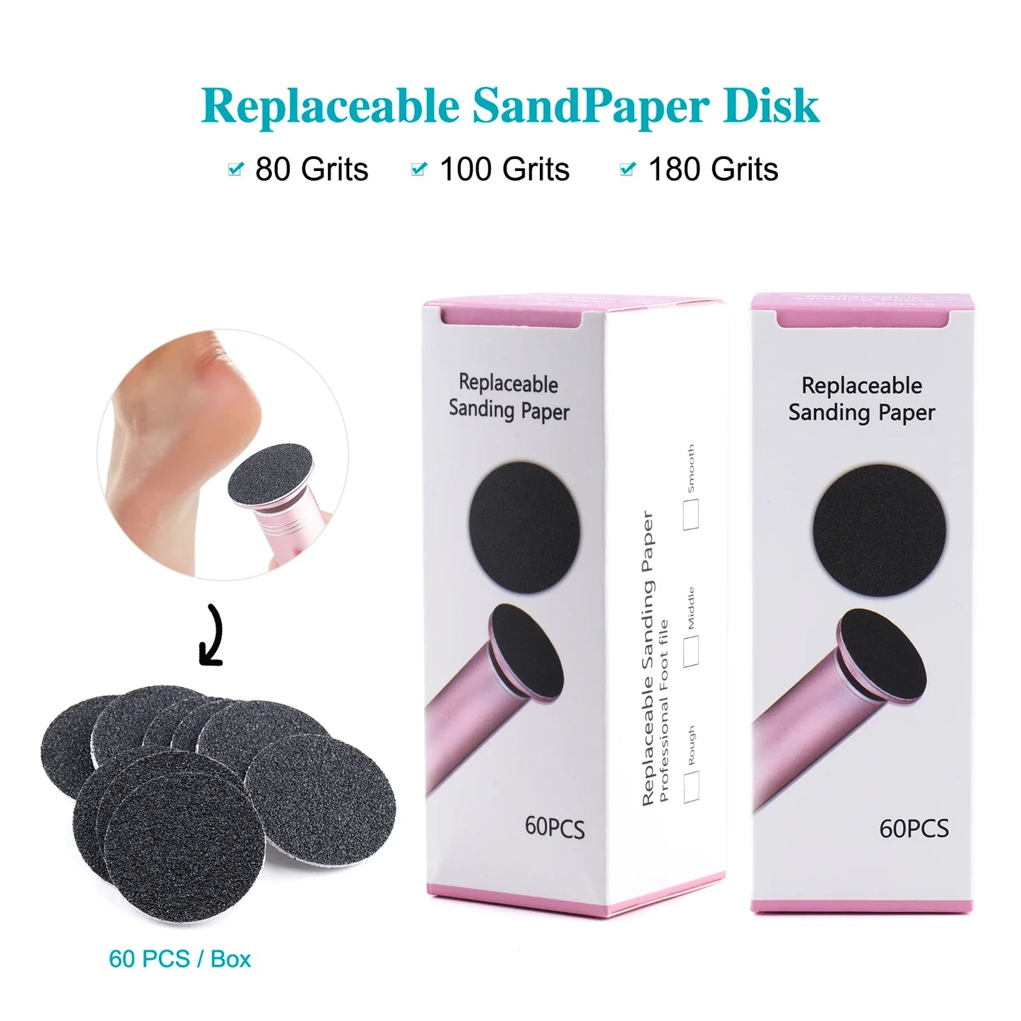 Disc Feet Rasp Cuticle Callus Remove Tool For Electric Pedicure Pads Hard Dead Skin Pedicure Tools Replaceable Sandpaper