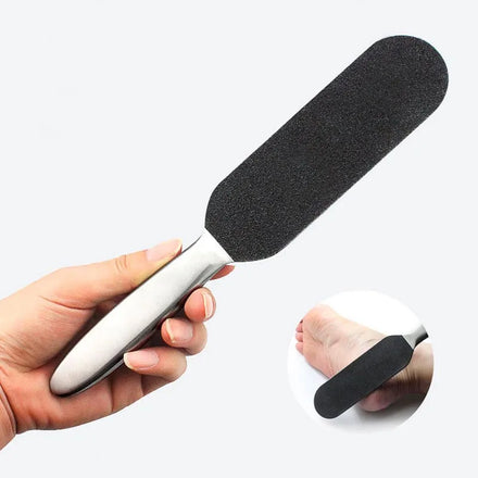 Double Sided Foot Care Tool Foot Rasp File Calluses Remover Pedicure Stainless Steel Handle Sand Paper with 10 pcs Sand Paper
